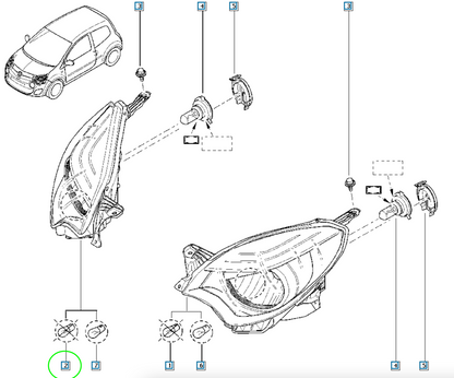 Pièce d'origine Phare droit pour Renault Twingo II 260104611R