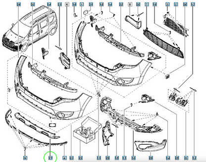 Pièce d'origine Cache de pare-chocs pour Dacia Dokker Lodgy 620724935R
