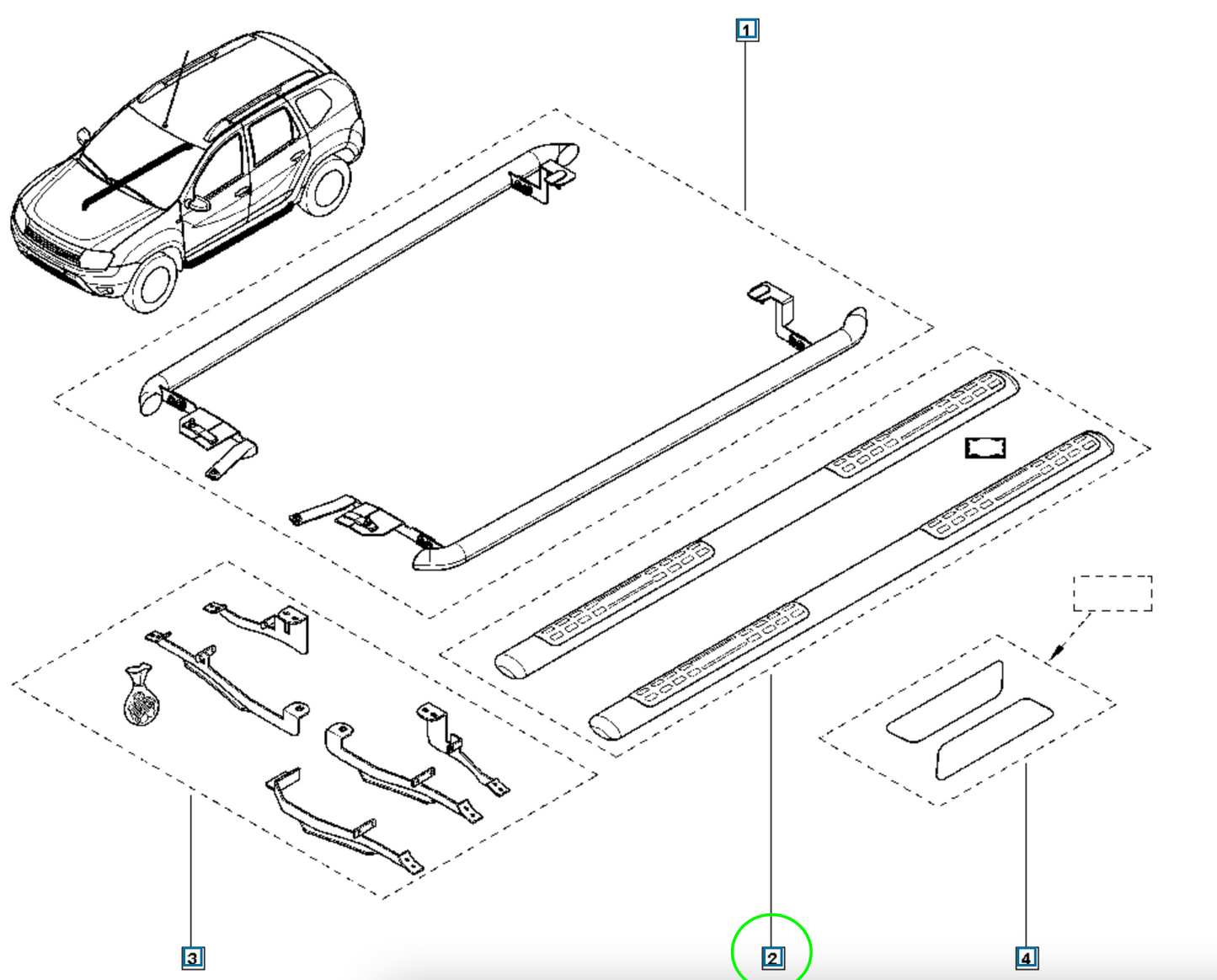 Pièce d'origine Tubes de protection latérale de bas de caisse pour Dacia Duster I 8201474334