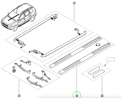 Pièce d'origine Tubes de protection latérale de bas de caisse pour Dacia Duster I 8201474334