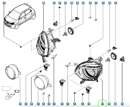 Pièce d'origine Phare avant gauche pour Renault Twingo III 260600966R