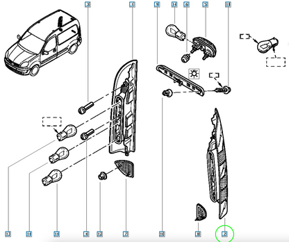 Pièce d'origine Feu arrière gauche pour Renault Kangoo I 8200150619