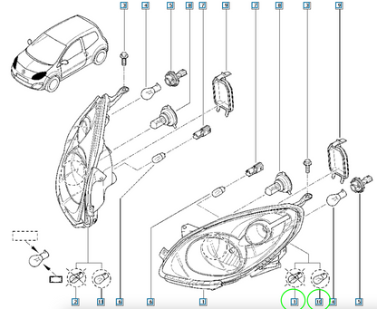 Pièce d'origine Phare avant gauche pour Renault Twingo II 260609027R