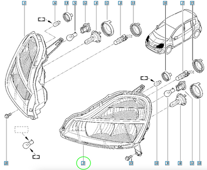 Pièce d'origine Phare avant gauche pour Renault Modus 7701069720