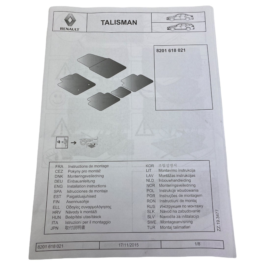 Pièce d'origine Tapis de sol en caoutchouc pour Renault Talisman 8201618021