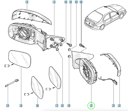 Pièce d'origine Rétroviseur extérieur droit pour Renault Laguna II 7701053959