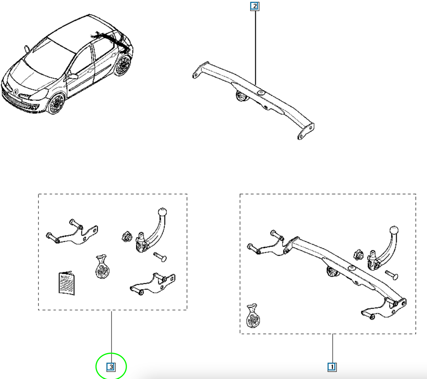 Pièce d'origine Attelage pour Renault Clio III 7711427743