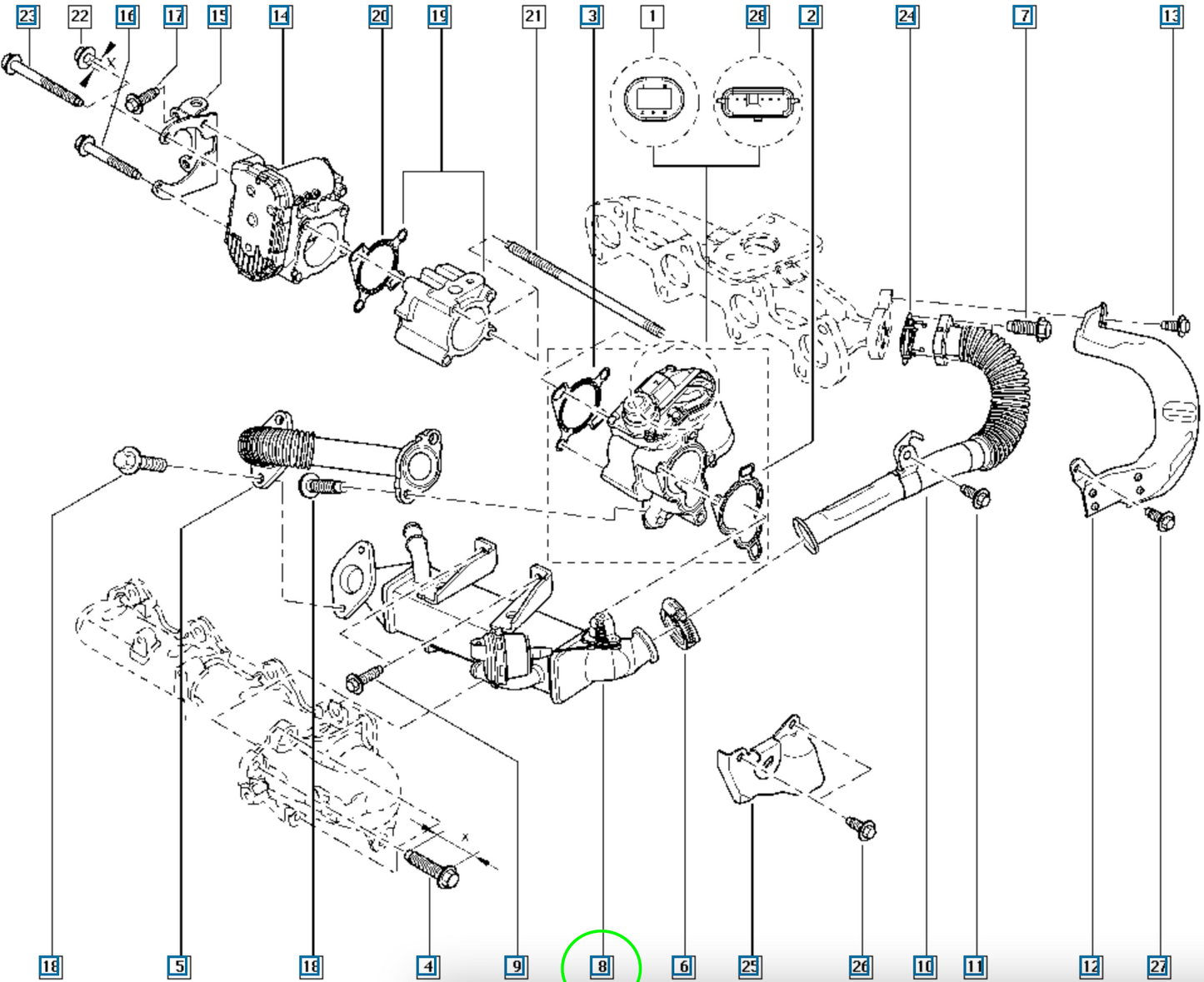 Pièce d'origine Refroidisseur EGR pour Renault Nissan 8200719993