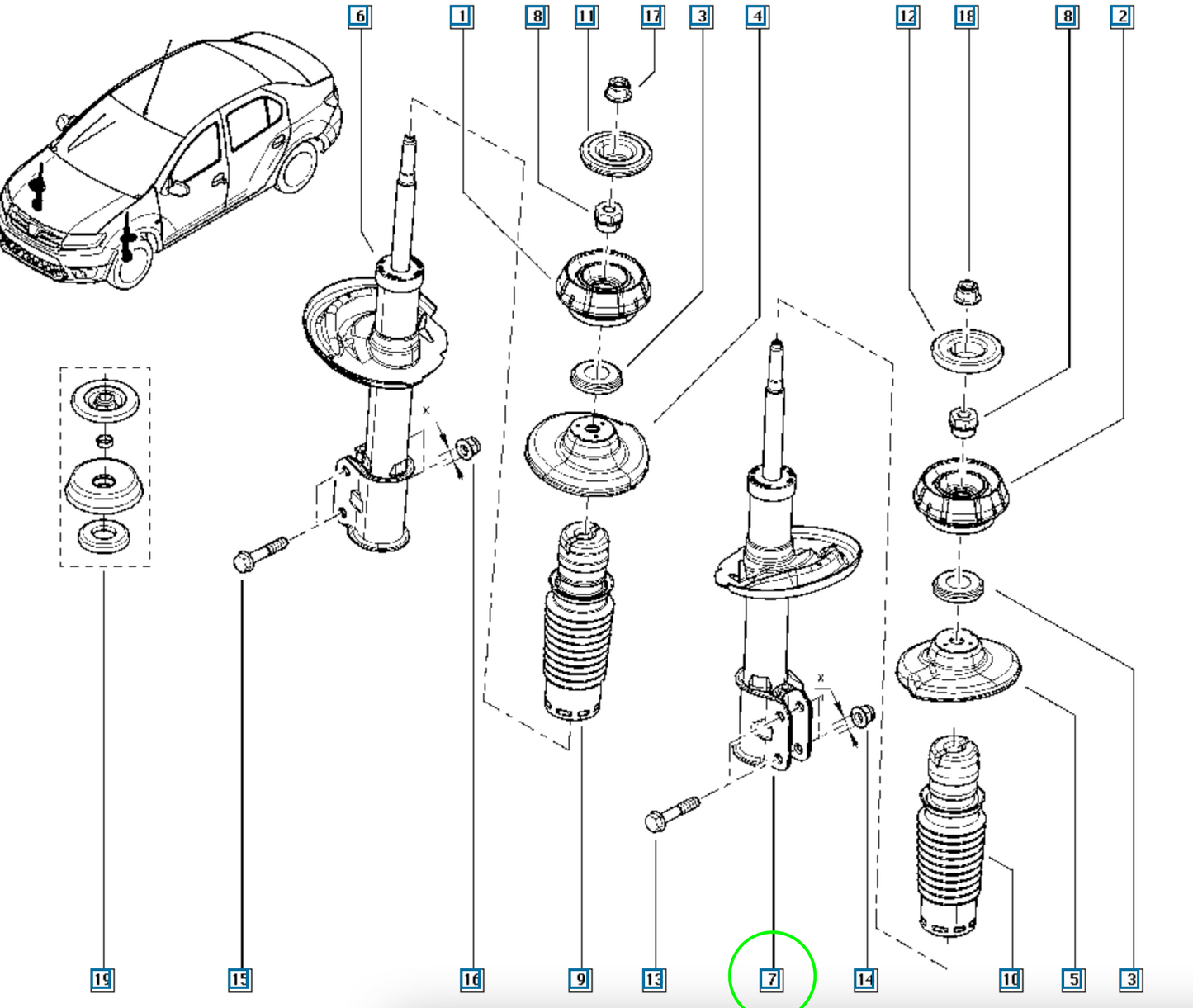 Pièce d'origine Amortisseur avant pour Dacia Sandero 543029600R