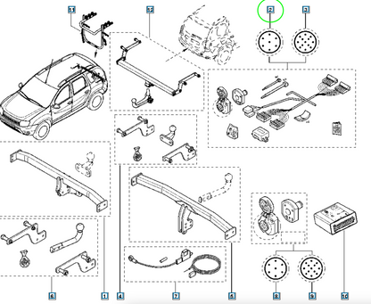 Pièce d'origine Faisceau d'attelage 7 broches pour Dacia Duster 8201613380