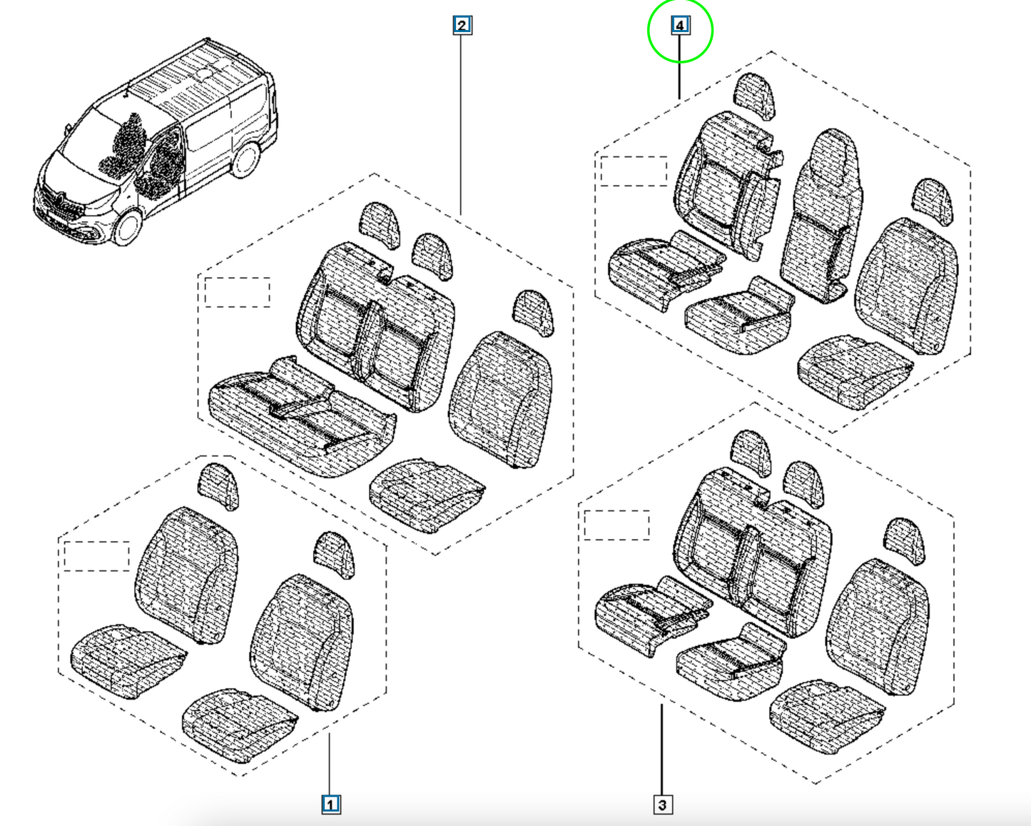 Pièce d'origine Housse de siège pour Renault Trafic III 8201410091