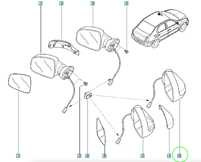 Pièce d'origine Rétroviseur extérieur droit pour Dacia Logan MCV 963019589R