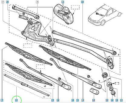 Pièce d'origine Balais d'essuie-glace pour Renault Mégane I 288904198R