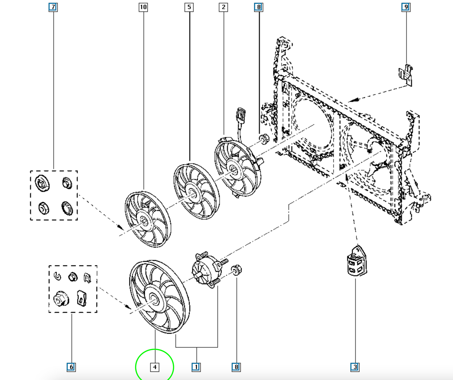 Pièce d'origine Ventilateur de radiateur pour Renault Master II 7701209348