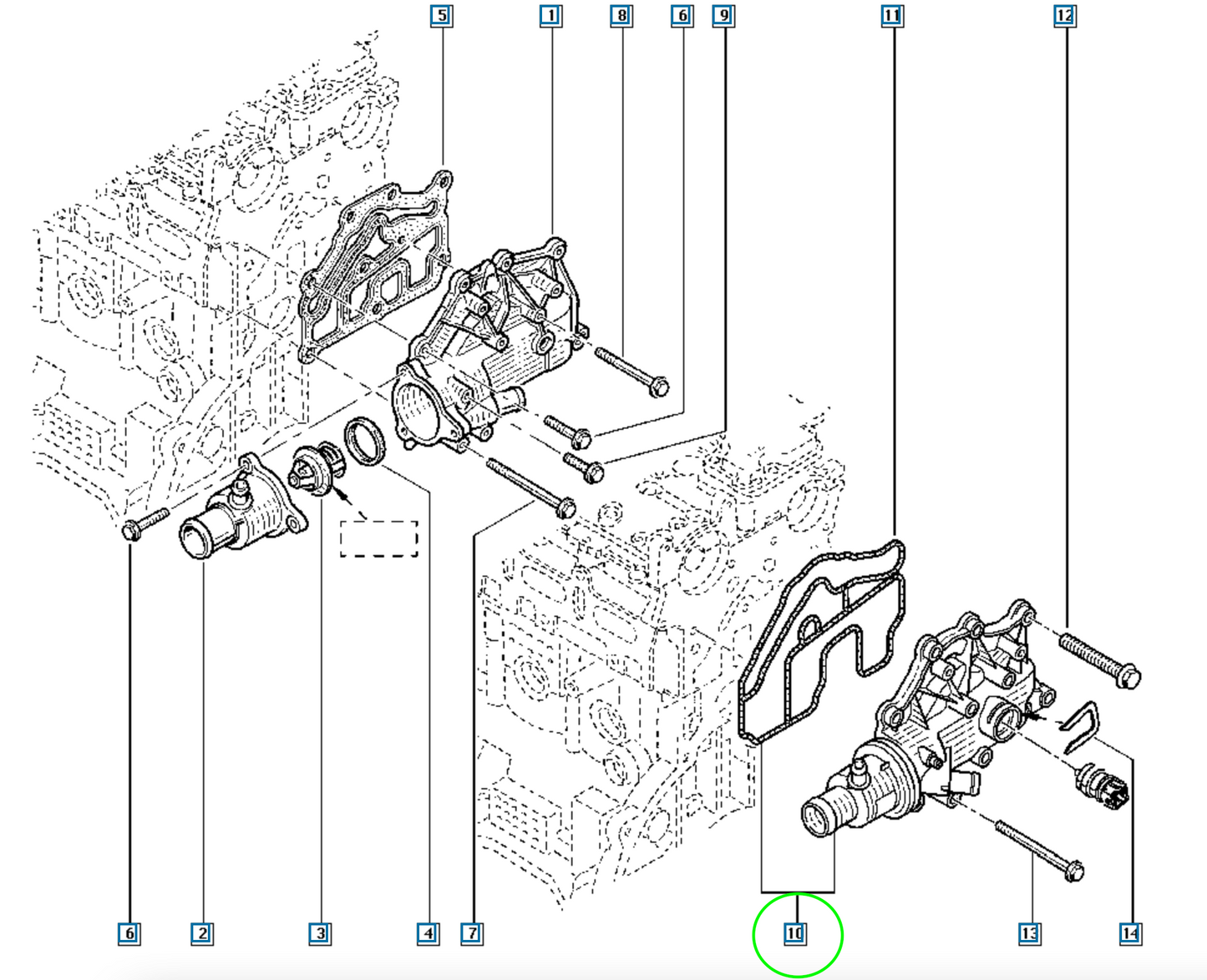 Pièce d'origine Boîtier de thermostat pour Renault Laguna II 8200557693
