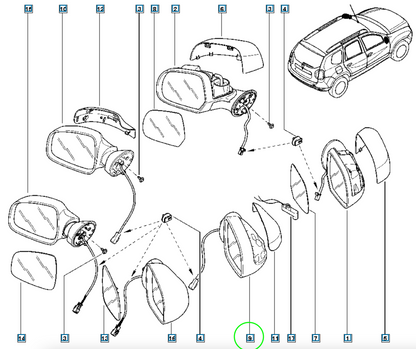 Pièce d'origine Rétroviseur extérieur droit pour Dacia Duster 963014889R