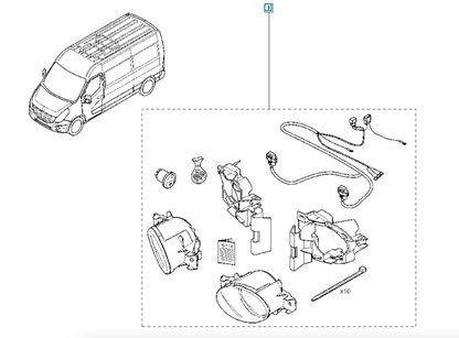 Pièce d'origine Kit de feux antibrouillard avant pour Renault Master III 7711427996