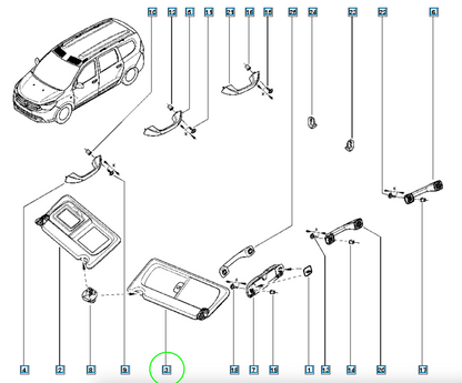 Pièce d'origine Pare-soleil gauche pour Dacia Lodgy 964013198R