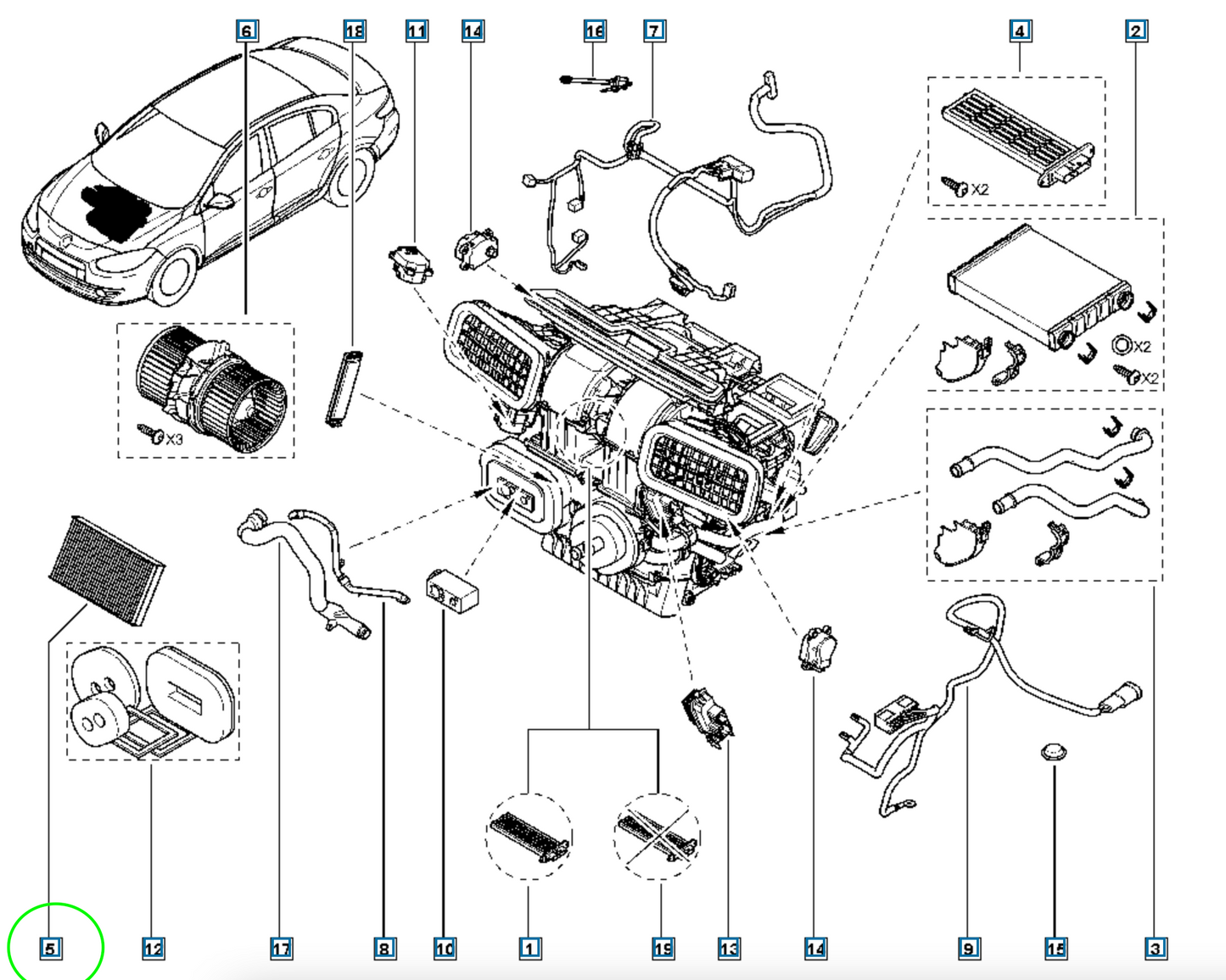 Pièce d'origine Filtre d'habitacle pour Renault Fluence Nissan Juke Pulsar 272774936R