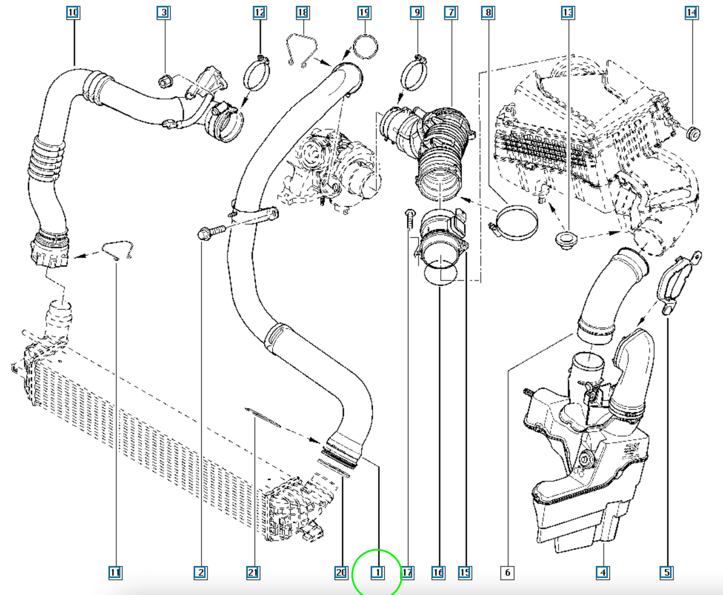 Pièce d'origine Durite de suralimentation pour Renault Laguna III 144607906R