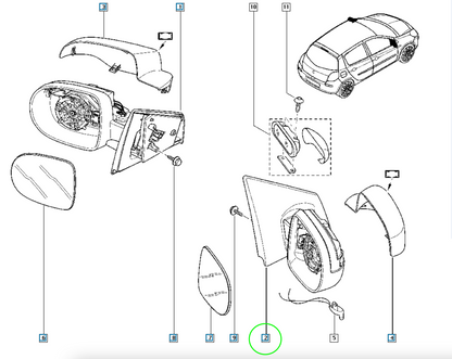 Pièce d'origine Rétroviseur extérieur droit pour Renault Clio III 7701071866