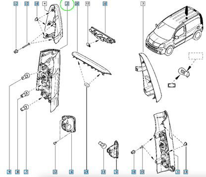 Pièce d'origine Feu arrière droit pour Renault Kangoo II 8200419945