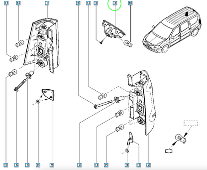 Pièce d'origine Troisième feu stop pour Dacia Lodgy Dokker 8200690117