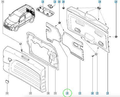 Pièce d'origine Garniture de hayon gauche pour Renault Kangoo II 8200421114