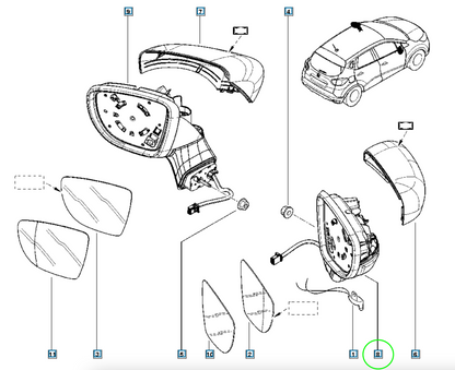 Pièce d'origine Rétroviseur extérieur droit pour Renault Captur I 963019859R