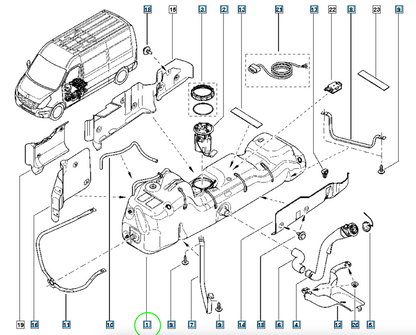 Pièce d'origine Réservoir de carburant 100 litres pour Renault Master III 172033013R