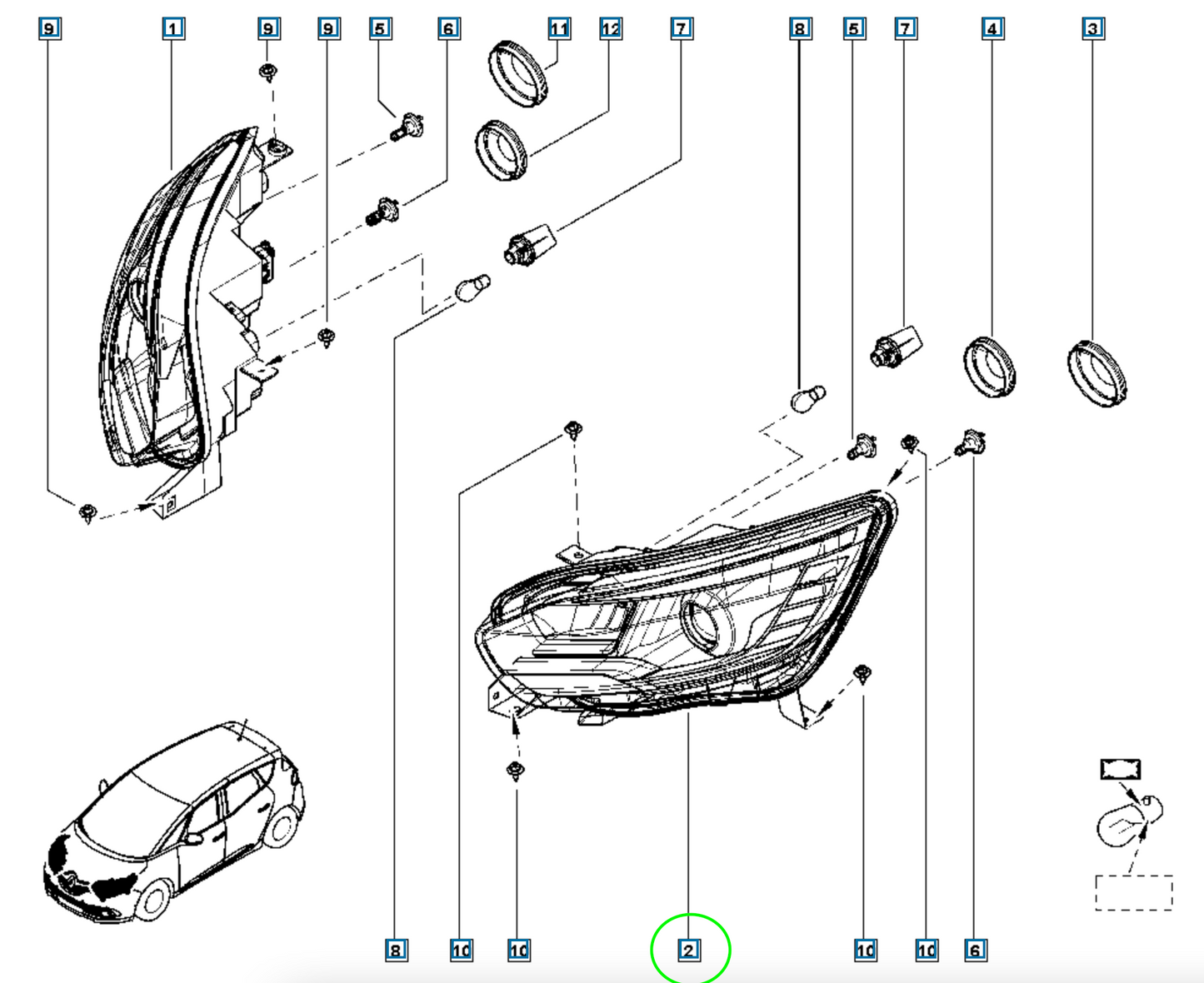 Pièce d'origine Phare gauche pour Renault Scenic IV 260606727R
