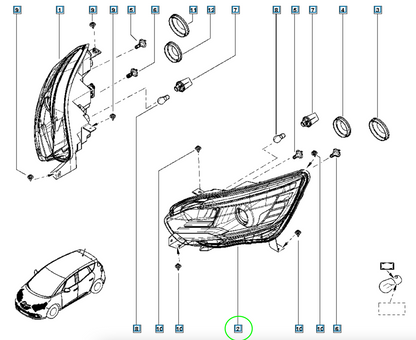 Pièce d'origine Phare gauche pour Renault Scenic IV 260606727R
