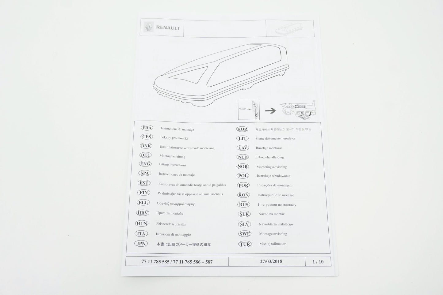Pièce d'origine Coffre de toit 380 L pour Renault 7711785585