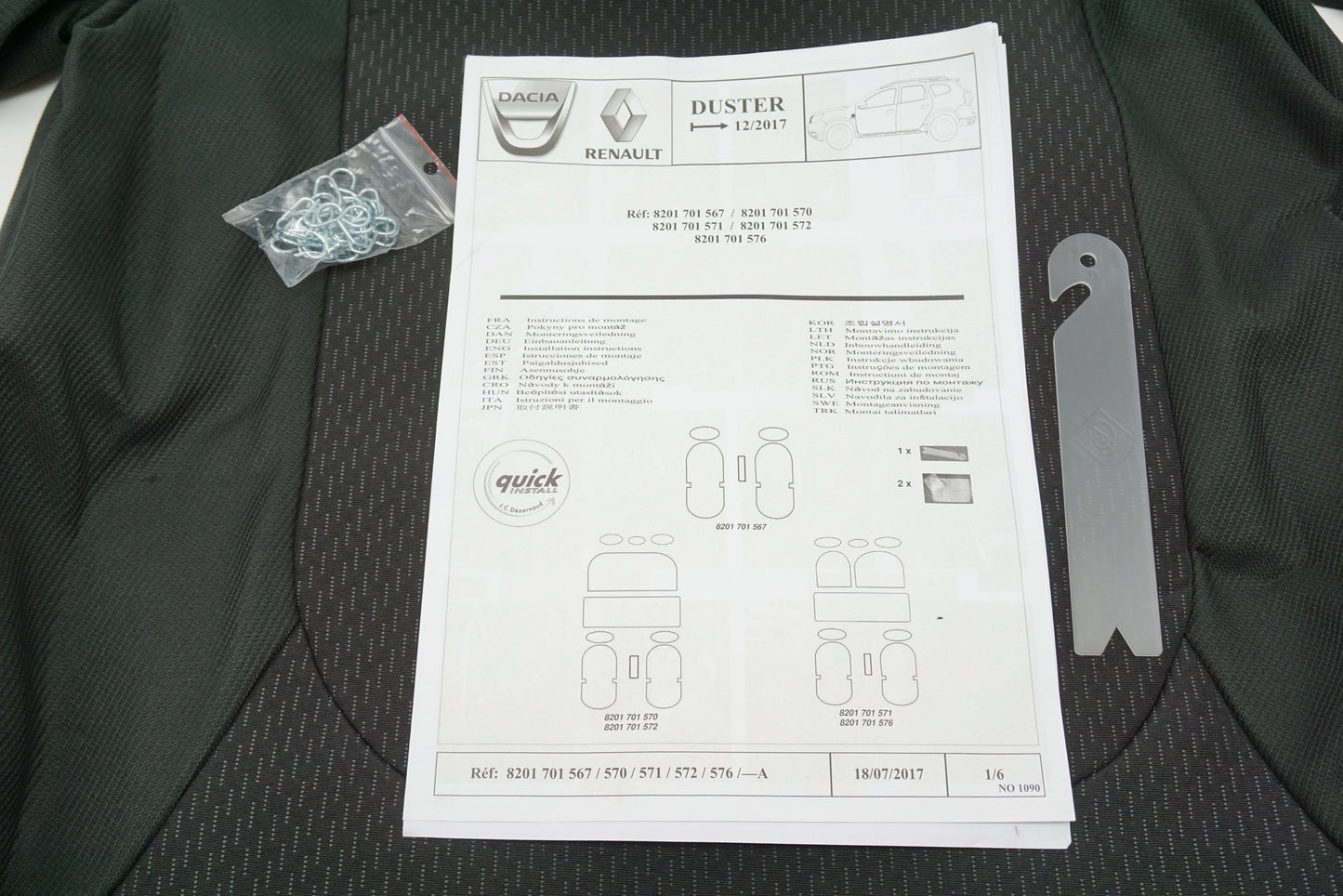 Pièce d'origine Housses de siège pour Dacia Duster 8201701570