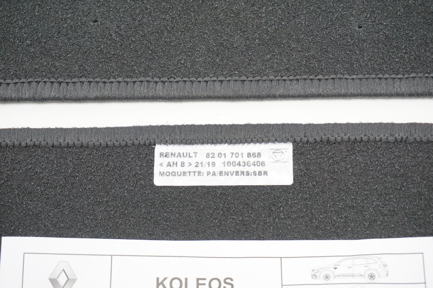 Pièce d'origine Tapis de sol en velours pour Renault Koleos II 8201701868