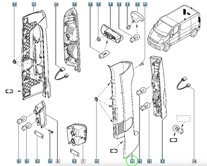 Pièce d'origine Feu arrière gauche pour Renault Trafic Nissan Primastar 265A60119R