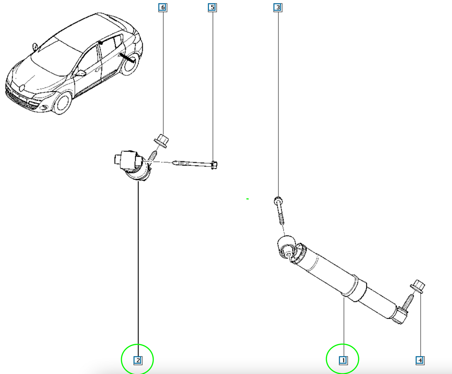 Pièce d'origine Amortisseur arrière pour Renault Megane III 562107002R