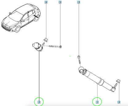 Pièce d'origine Amortisseur arrière pour Renault Megane III 562107002R