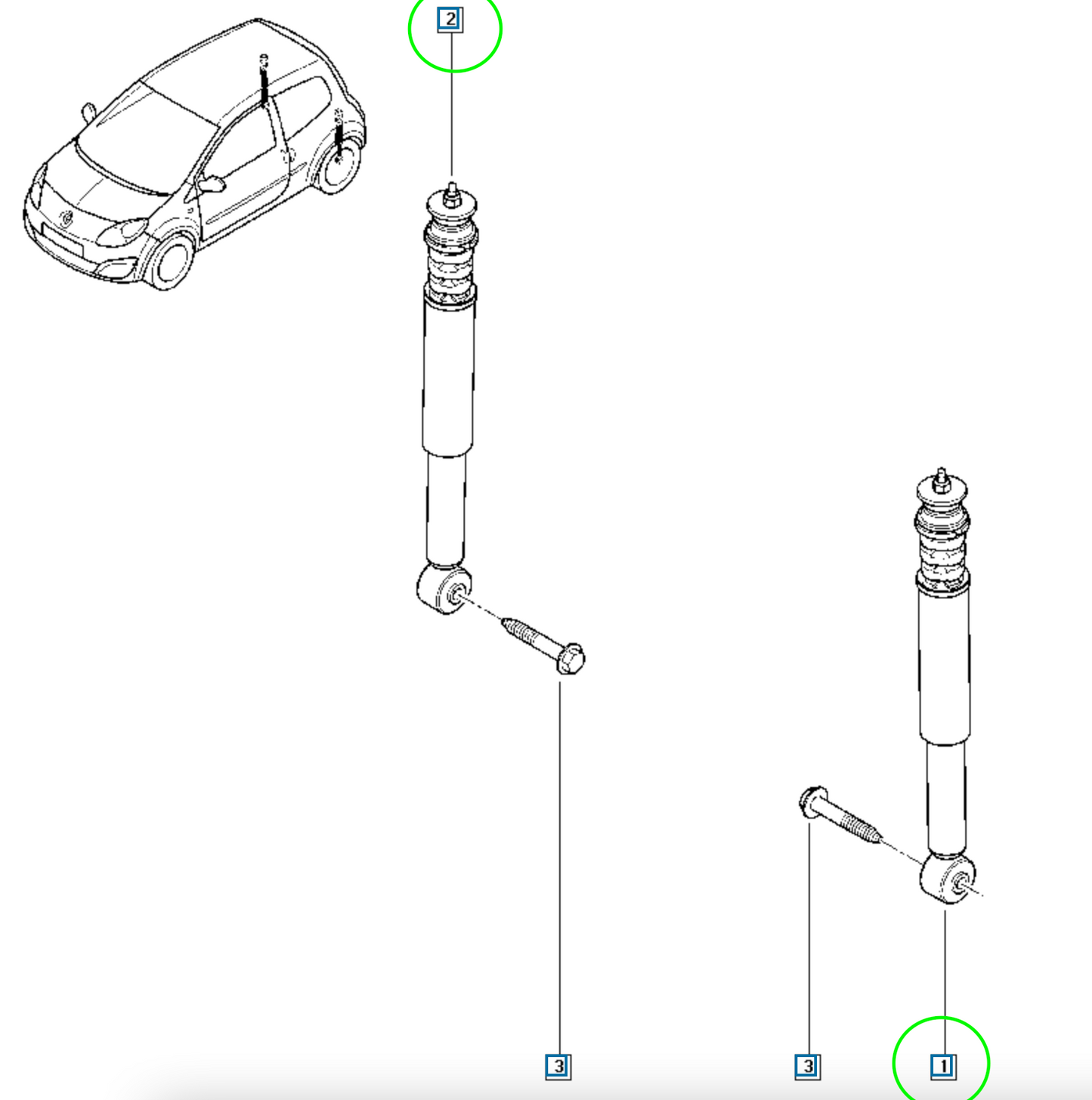 Pièce d'origine Amortisseur arrière pour Renault Twingo II 562109412R