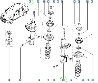 Pièce d'origine Amortisseur avant pour Dacia Sandero 543025522R