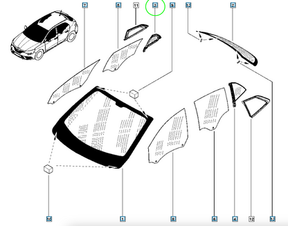 Pièce d'origine Vitre de porte arrière droite pour Renault Megane IV 822205853R