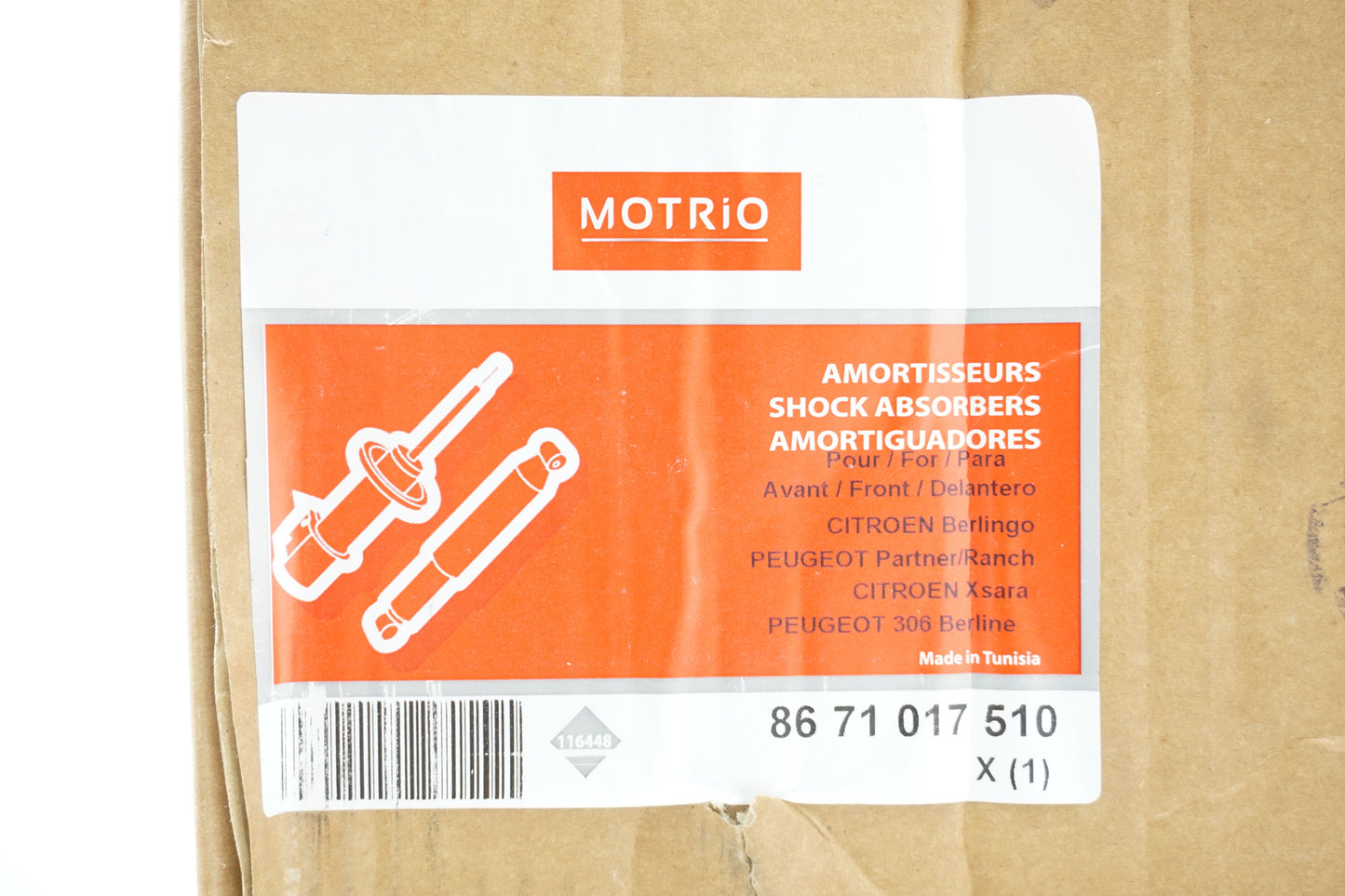 Pièce d'origine Amortisseur avant pour Peugeot Partner Citroën Berlingo 307 8671017510