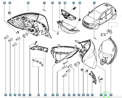 Pièce d'origine Feu arrière gauche pour Dacia Sandero II 265554085R