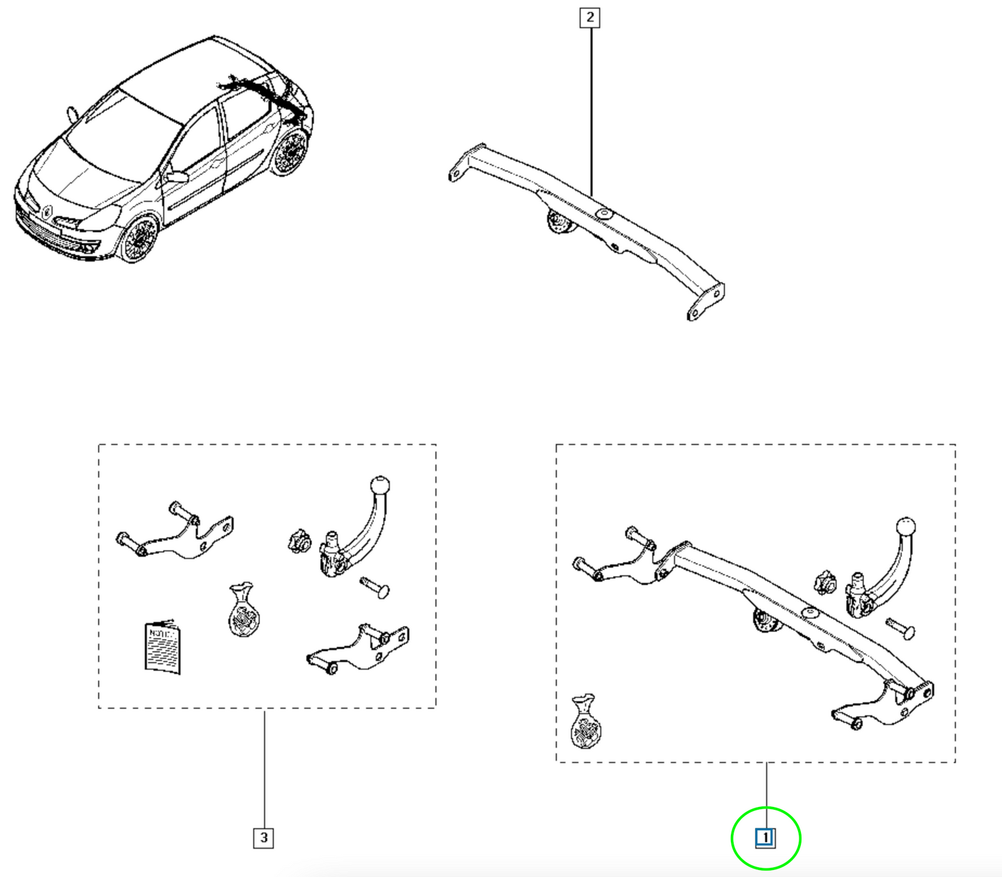 Pièce d'origine Attelage amovible pour Renault Clio III 7711421874