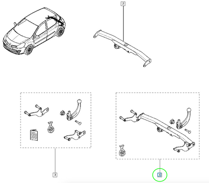 Pièce d'origine Attelage amovible pour Renault Clio III 7711421874