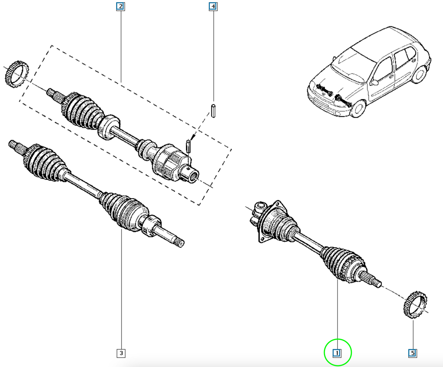 Pièce d'origine Arbre de transmission avant gauche pour Renault Clio II 7711135243