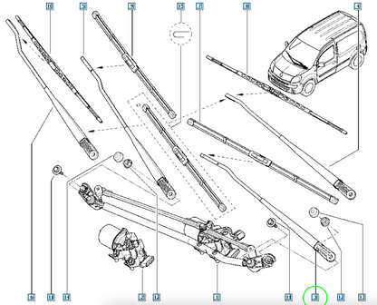 Pièce d'origine Bras d'essuie-glace gauche pour Renault Kangoo II 7701066443
