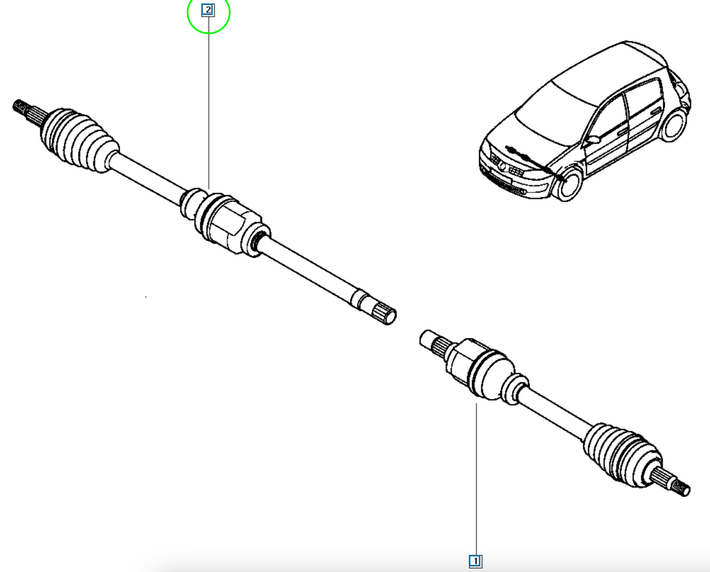 Pièce d'origine Arbre de transmission avant droit pour Renault Megane Grand Scenic II 8201187713
