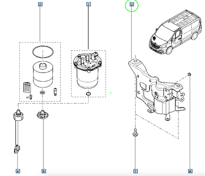 Pièce d'origine Support de filtre à carburant pour Renault Trafic III Opel Vivaro B Fiat Talento 164192090R