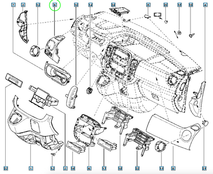 Pièce d'origine Boîtier d'aérateur gauche pour Renault Trafic III Opel Vivaro B 683112651R